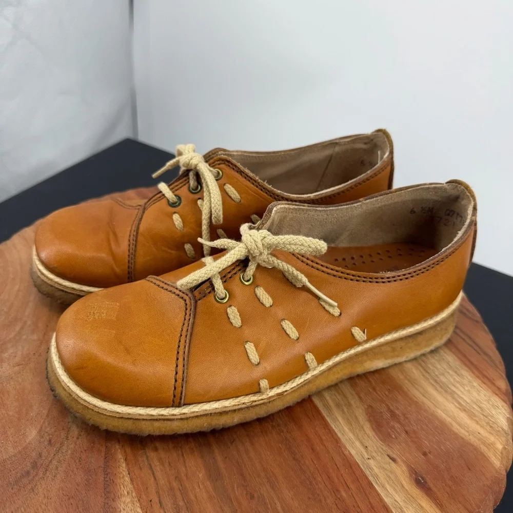 Vintage Bort Carleton Shoes Tan Brown‎ Leather Shoes Women's 6.5 lace up